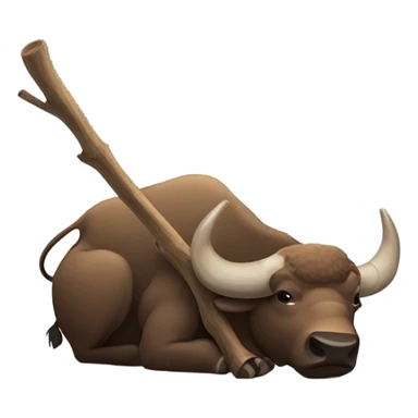 Buffalo with a big stick on its belly sticker