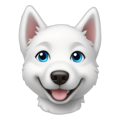 Happy white husky puppy blue eyes sticker