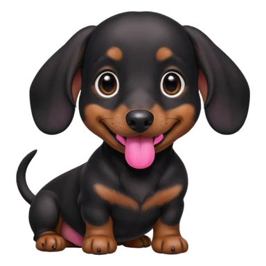 Black miniature Daschund puppy looking happy sticker
