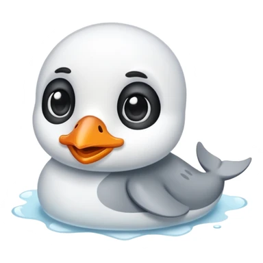 Esta es una imagen de una cría de foca arpa (conocida como whitecoat) descansando sobre el hielo.Es prácticamente una esfera perfecta de pelaje blanco y esponjoso.Tiene ojos oscuros, una nariz negra pequeña y bigotes largos que resaltan sobre su cara clara sticker