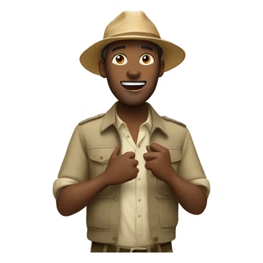 guy in safari hat singing sticker