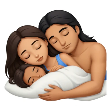 Caramel color latino Guy with long black hair sleeping with brown hair girl sticker