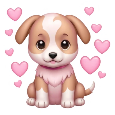 Puppy with light pink hearts around it sticker