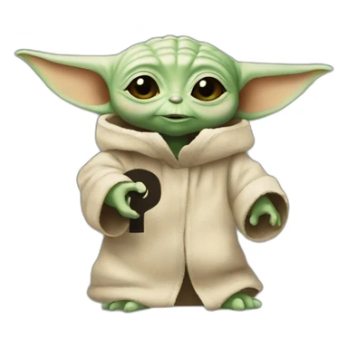 Baby Yoda holding a number 3 sign sticker