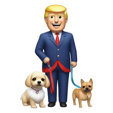 trump in a tutu walking a dog sticker