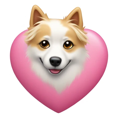 White and blonde spots spitz in a pink heart sticker