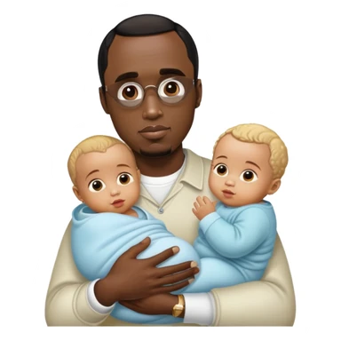 P diddy holding 2 babies sticker