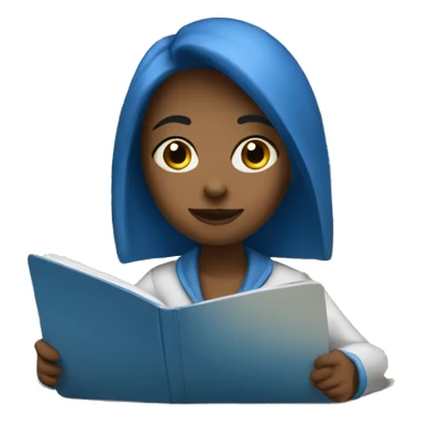 girl studying from a blue ipad  sticker