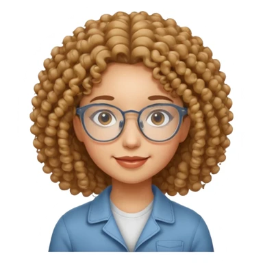 Curly-haired girl with clear glasses, a gentle smile, and a calm energy. sticker