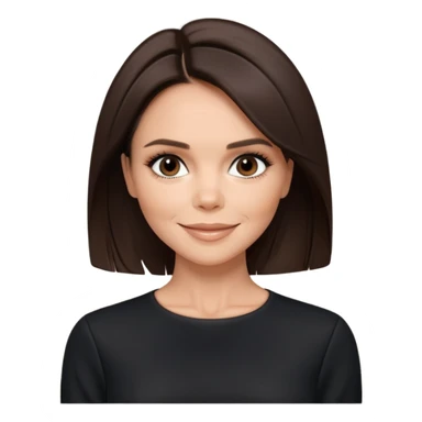 Victoria Beckham with dark brown hair, black outfit sticker