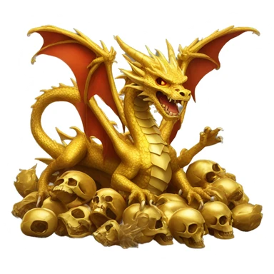 Golden dragon hoarding skulls sticker