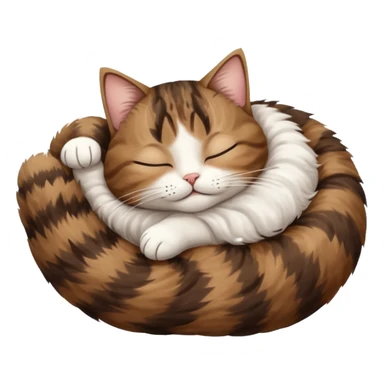 dark brown tabby and white cat in crossaint position upside down with eyes closed sticker
