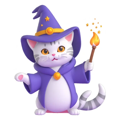 kitty wizard casting a spell sticker