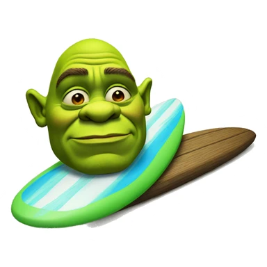 Shrek, the ogre on a surfboard, but sad sticker