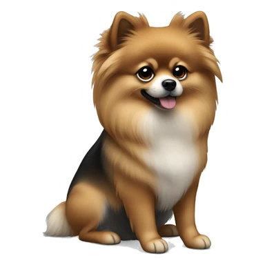 a Pomeranian with sable fur, featuring a mix of black and gray shades. sticker