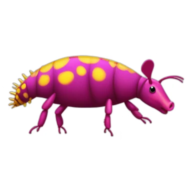 Magenta pig armadillo cow centipede insect with yellow and black spots gradient mottled sticker