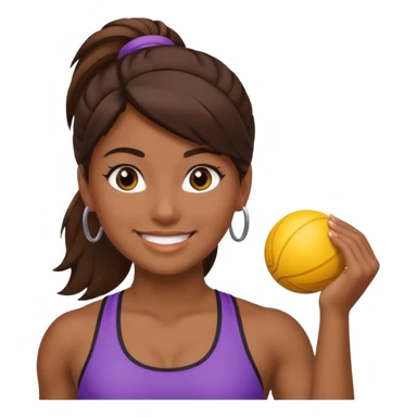 fitness girl, dark eyes, highlighted hair, brown skin sticker