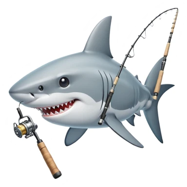 A shark with a fishing rod  sticker