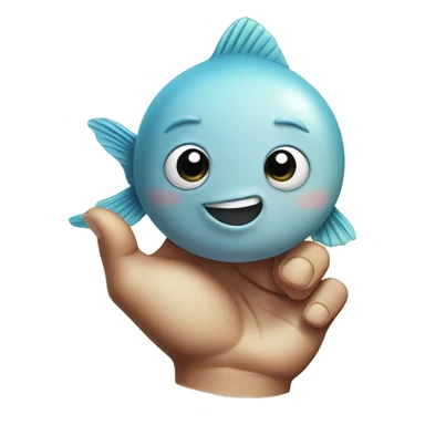 A fish doing a peace sign with his hand, raising his index and middle finger sticker