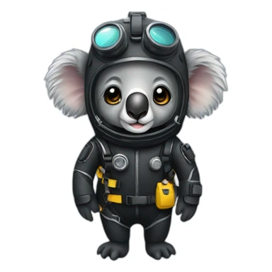 koala in black diving suit sticker
