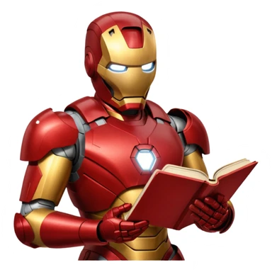 read book with iron man sticker
