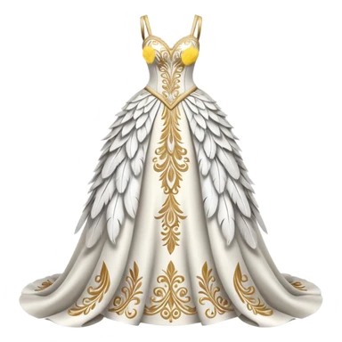 Hyper Realistic ornate Wedding dress displays  with feathers  sticker