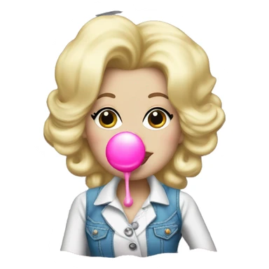 Dolly Parton blowing pink bubblegum sticker