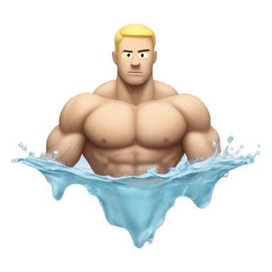 white muscle man figure sticking out of the water sticker