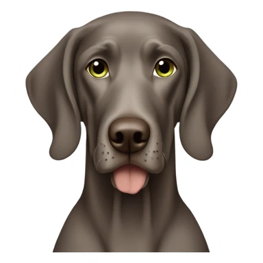 Brown weimeraner with a gray beard and a green collar ￼ sticker