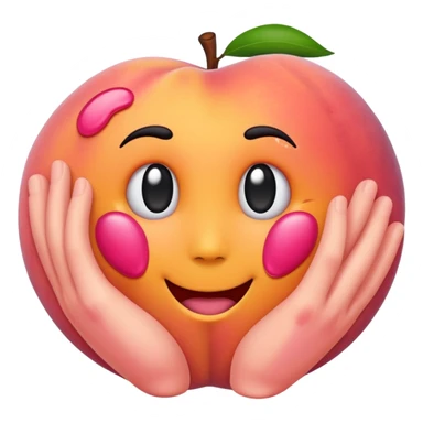 Emoji Peach with hand prints sticker