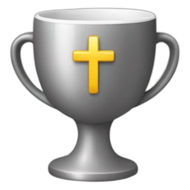 empty Christian cup for the winner with a cross sticker