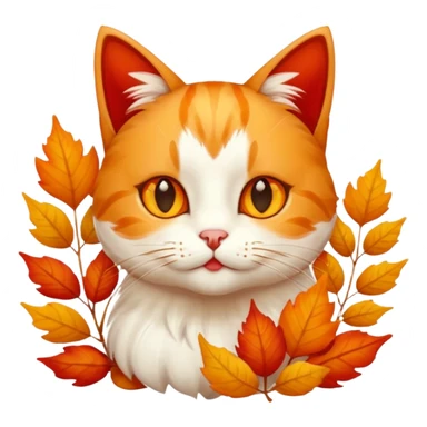 cat kisses autumn  sticker