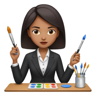 business woman painting sticker
