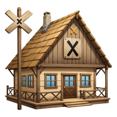 an inn with a big X on it sticker