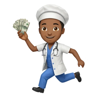 Black man nurse chasing money sticker