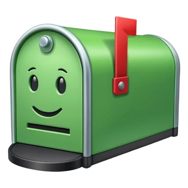 Transform the red mailbox emoji 📮 by changing all red areas to a light green color, while keeping the rest of the design unchanged. sticker