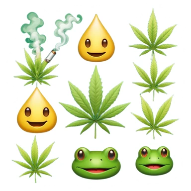 fait moi un pack demojis De fumeur pas avec les emojis de base mais des inventé type tete de beuh feuille de pepe grenouille sous weed lsd etc.. sticker