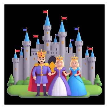 king and queen posing, castle background sticker