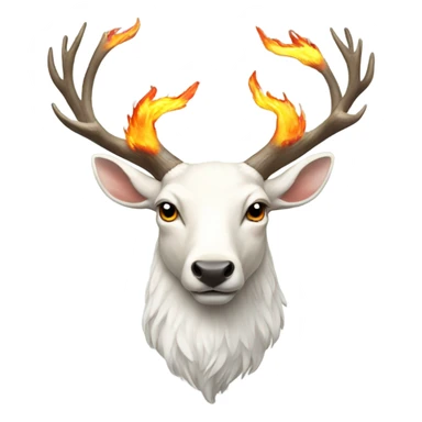 White stag with a flame above head sticker