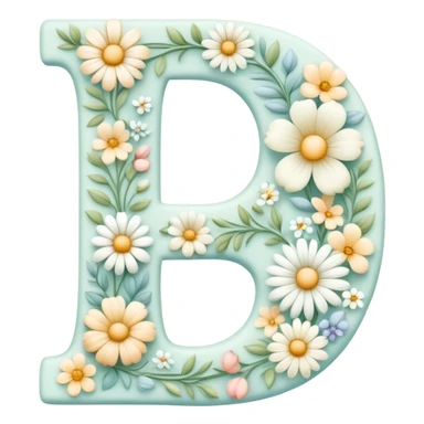 White pastel flowery romantic alphabet letter sticker