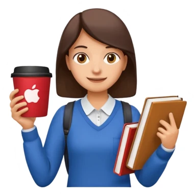 Create two emoji characters.

Left: a stressed student preparing for IELTS, holding books and coffee, tired face, exam stress.

Right: a happy confident student after IELTS, traveling abroad, airplane, university, freedom, smiling.

Style: Apple emoji, clean, simple, white background. sticker