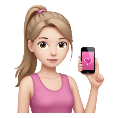 Девушка, бледная кожа, глаза серого цвета, светло русые, длинные волосы, собранные в хвост, розовая майка без рукавов sticker