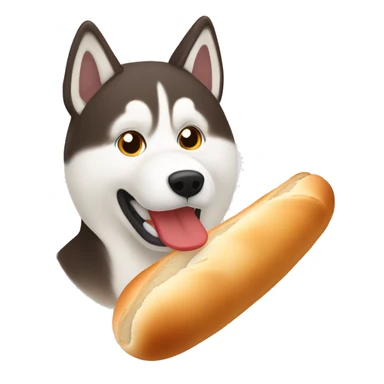  Red husky eating baguette bread  sticker