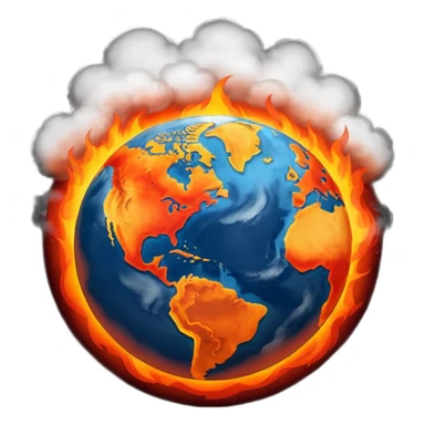 Earth on fire, unveiled by dark smoke cloud.  sticker
