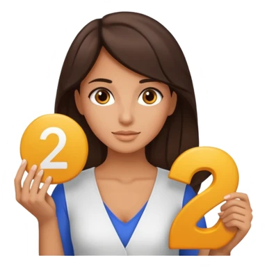 brunette tanned woman holding numbers 2026 sticker