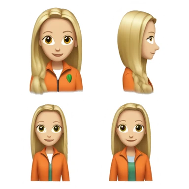 Phoebe Buffay from Friends with green eyes wearing an orange jacket sticker