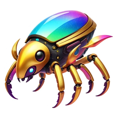  Epic legendary warm-colored sunny rare glowing mechanical sparkly bioluminescent luminescent vibrant bright dark exotic iridescent colorful gradients futuristic modern metallic glossy glittery fantasy-cyber-Fakémon-Vernid-creature sticker