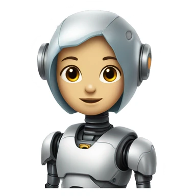 Robot with a cute girl human face sticker