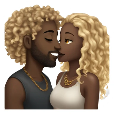 Me kissing my darkskin girlfriend with curly hair. I am black and have a septum piercing, and blonde locs. She has a septum piercing aswell. sticker