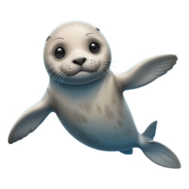 A 3D cartoon seal swimming with visible flippers, calm blue water, soft sunlight, Memoji-style realism. sticker